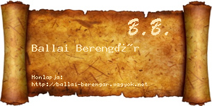 Ballai Berengár névjegykártya